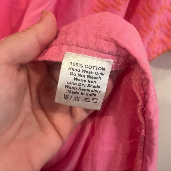 Marea by Liz Joy Nosara Caftan Size medium pink  orange embroidery maxi dress - Picture 4 of 16